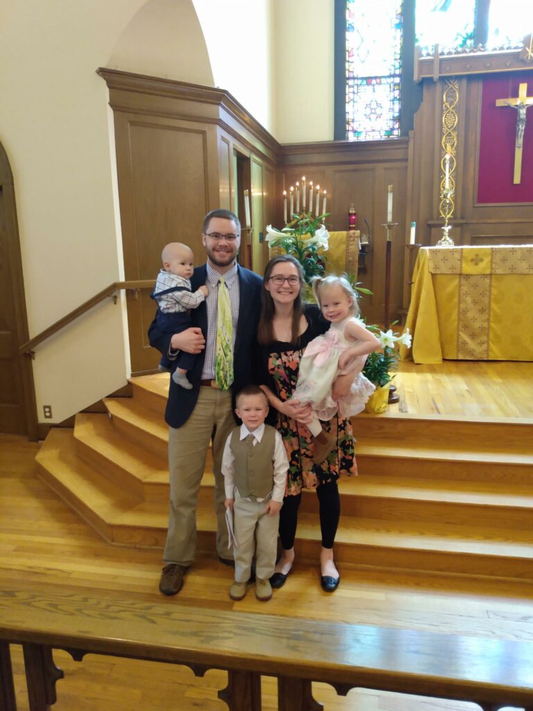 A student family at Easter saying thank you